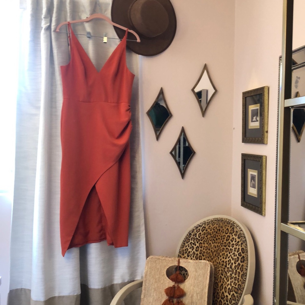 Orange midi dress